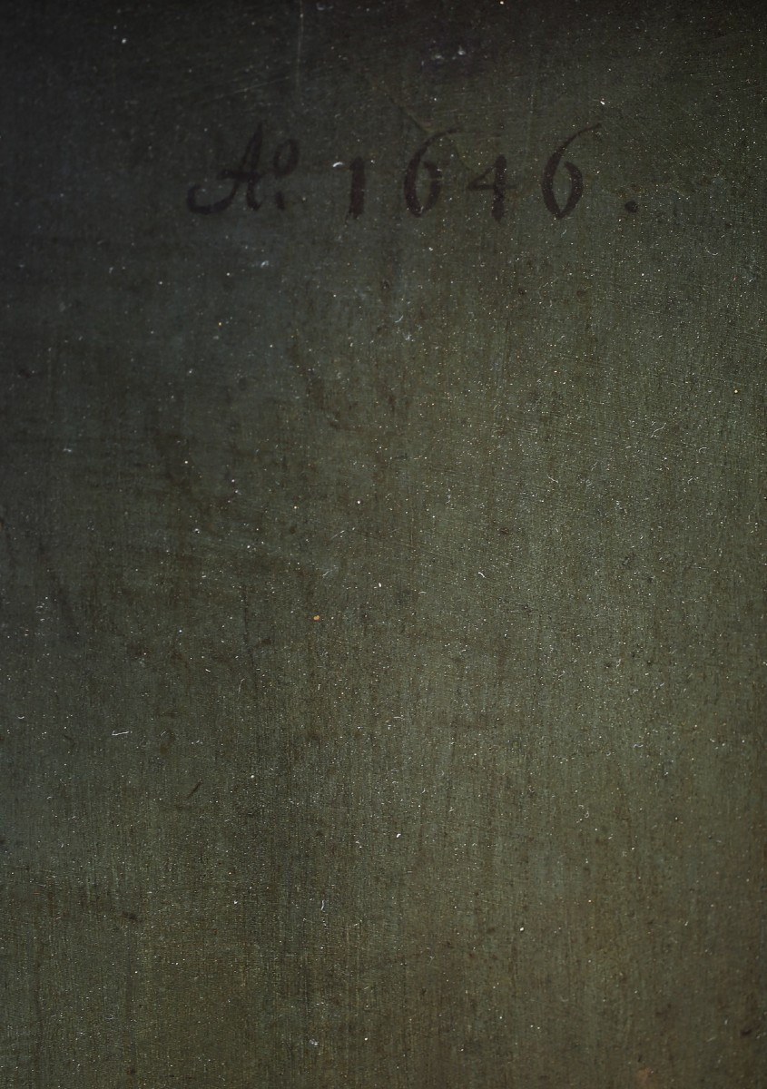 Ecole du Nord XVIIème, portrait d'homme barbu à collerette huile sur bois datée 1646.-photo-4
