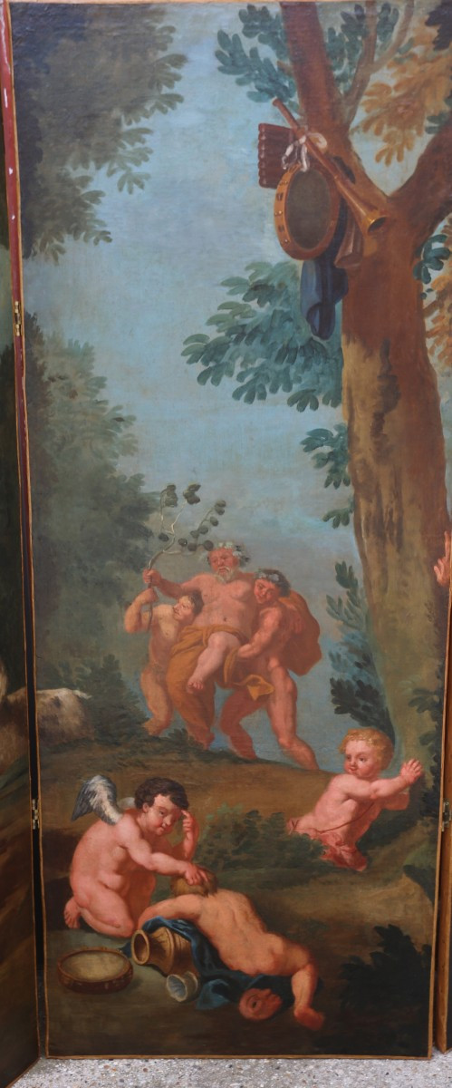 Important 5-leaf Screen From The French School, Late 17th Century, The Triumph Of Bacchus And Ariadne.-photo-4