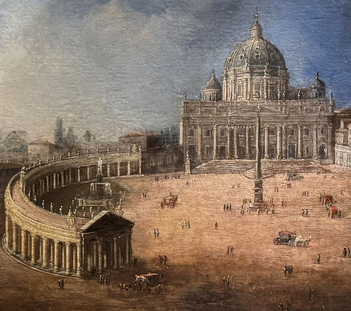 Ecole étrangère du XVIIIème , Saint Pierre de Rome,  huile sur toile, cadre d'époque.-photo-3