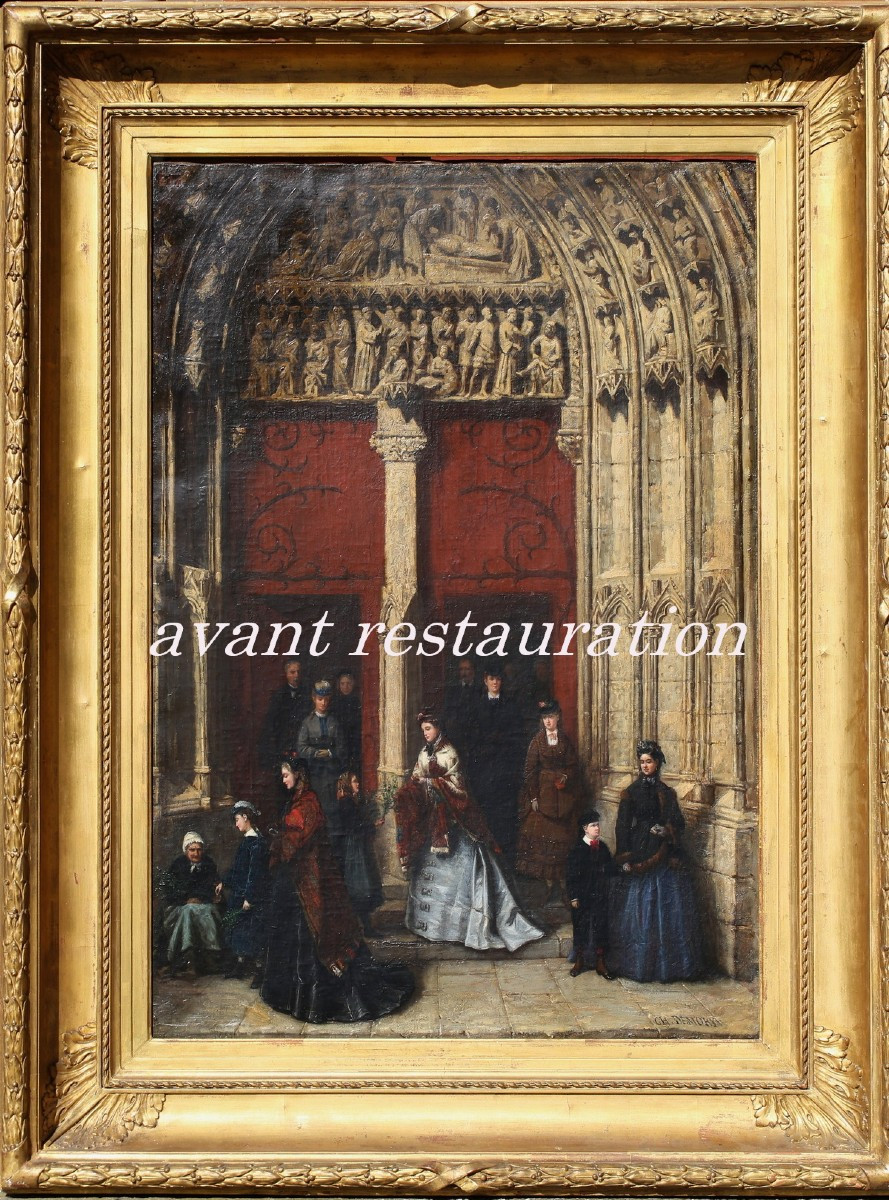 Charles Théophile DEMORY 1833-1895, messe des Rameaux, Notre Dame de Paris, porte St Etienne.-photo-4