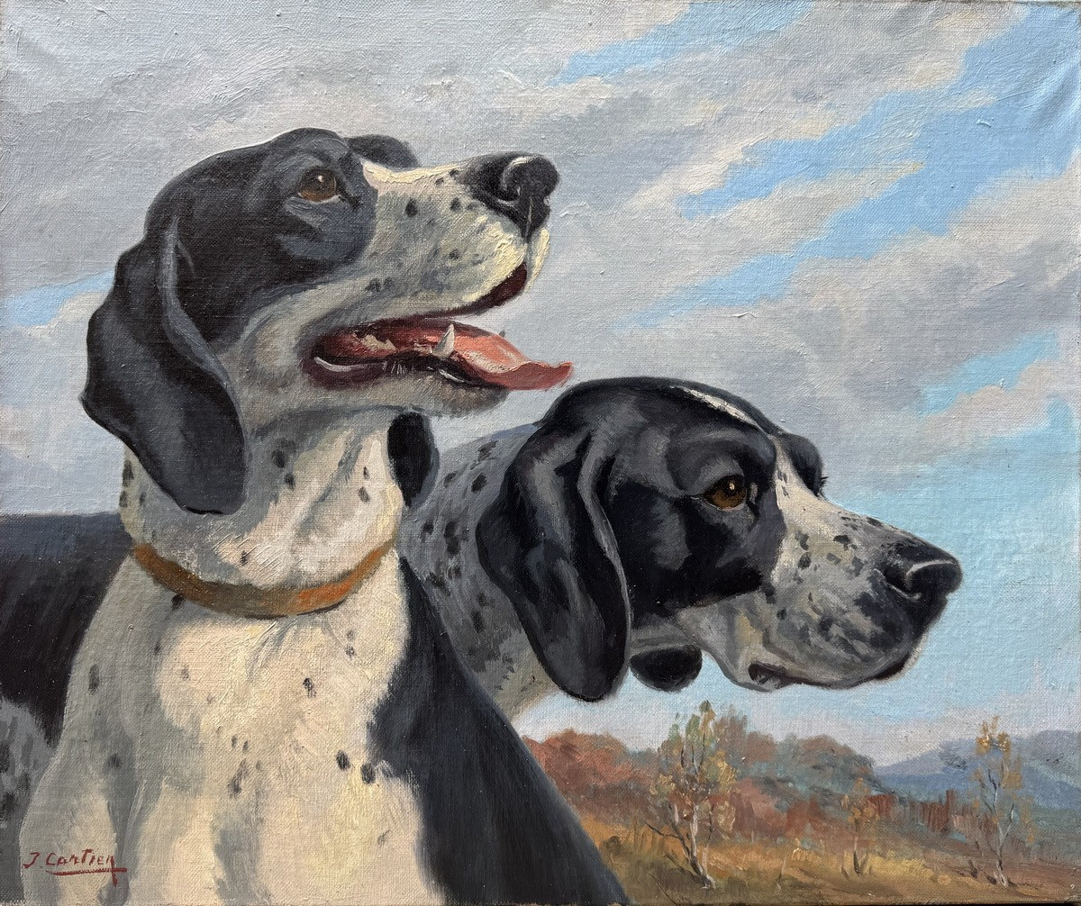 Jacques Cartier 1907-2001 Portrait Of A Pair Of Pointer Dogs.-photo-2