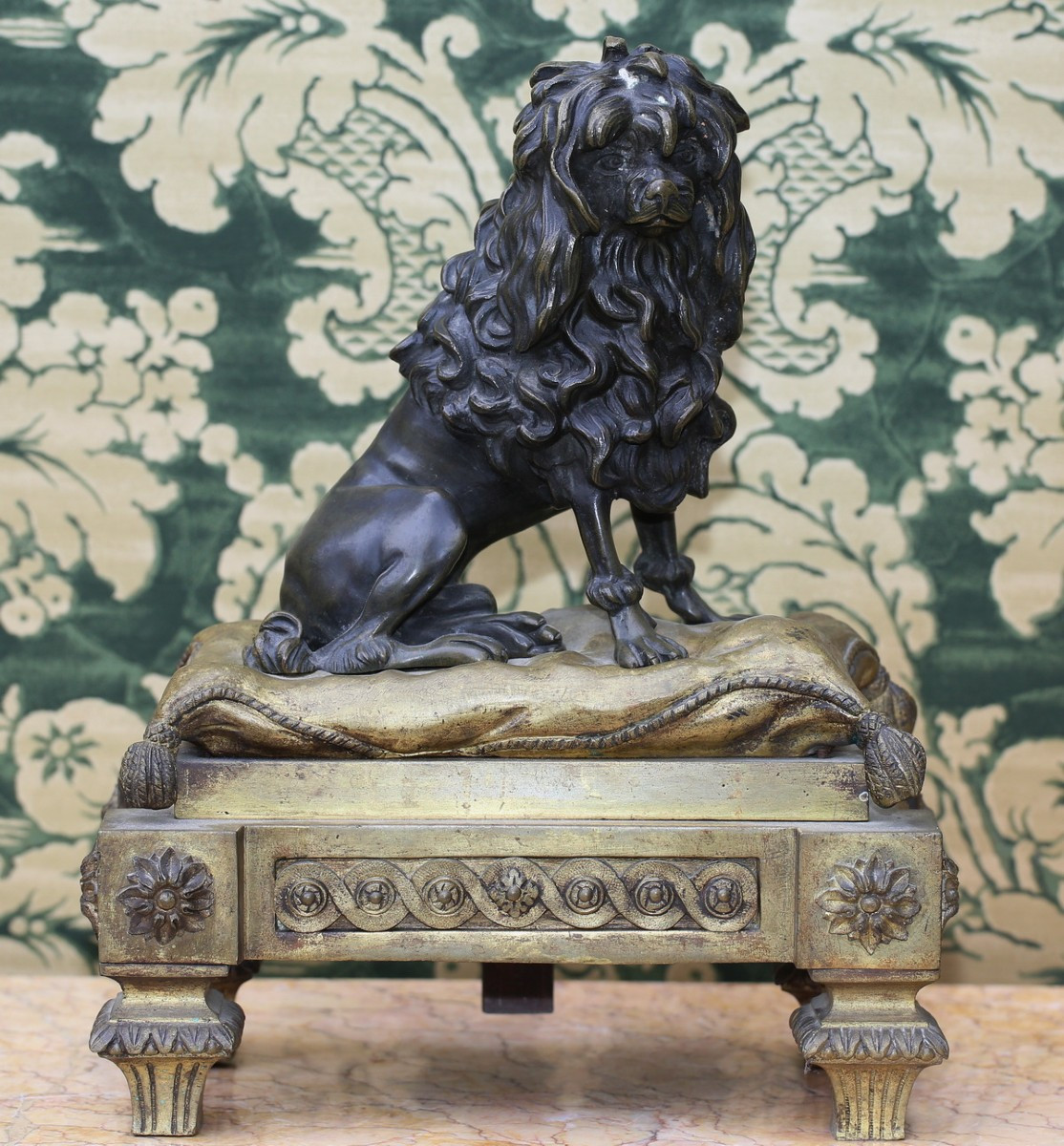 Pair Of Louis XVI Style Firedogs, Poodle Dog And Cat, Model By Caffieri In 1773-photo-2
