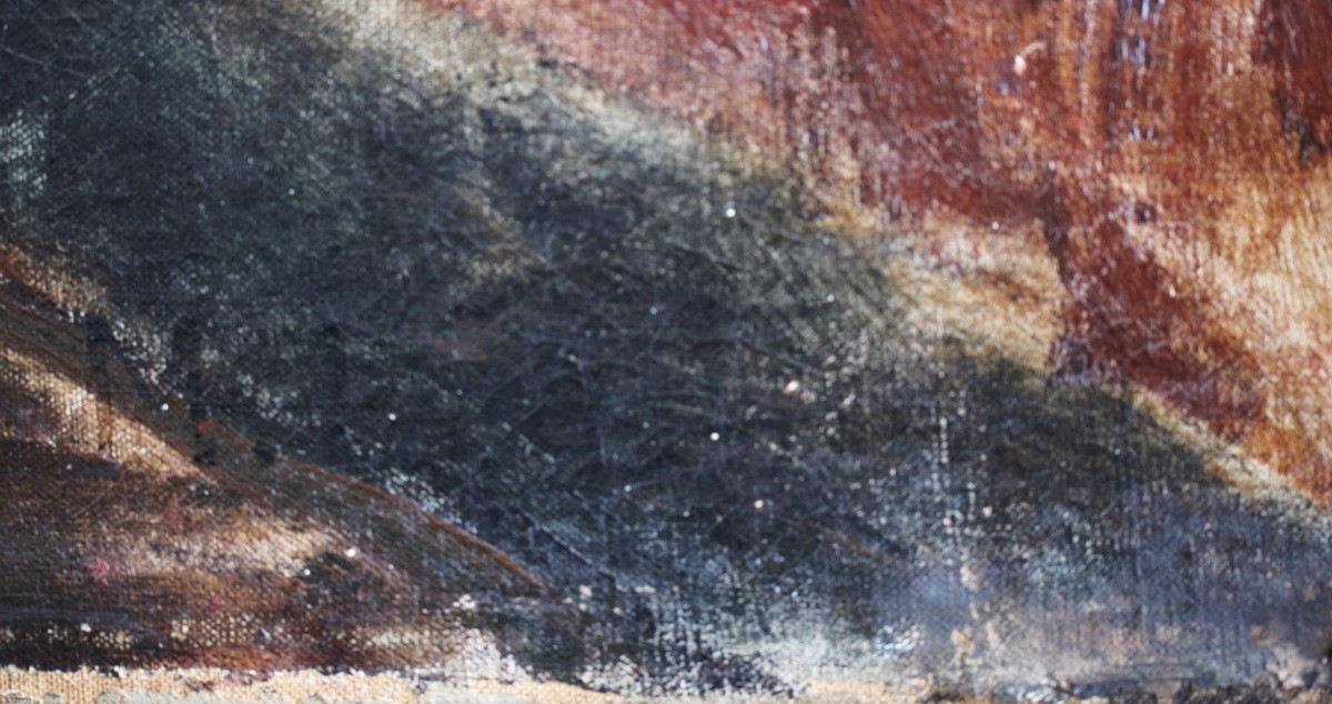 Maurice LE LIEVRE 1848-1897, nature morte aux fruits tapis et cacatoes.-photo-2