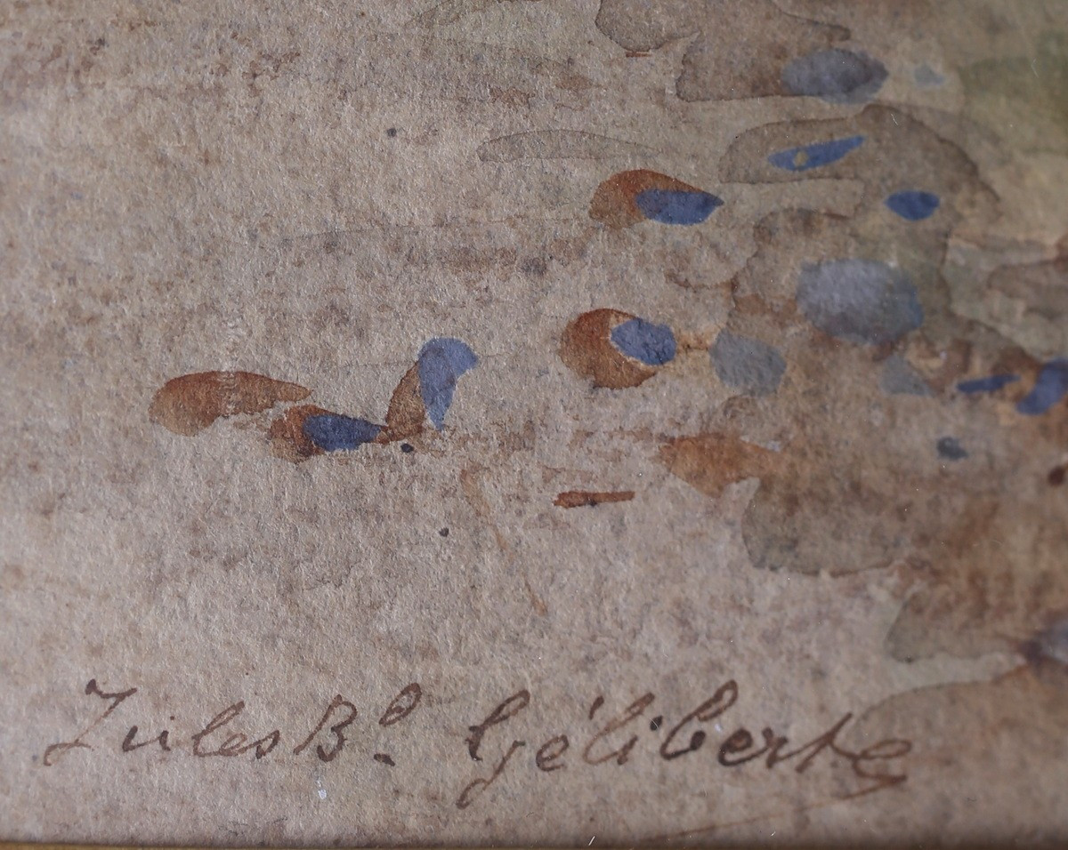 Jules Bertrand GELIBERT 1834-1916, meute de chiens au repos, aquarelle gouachée.-photo-4