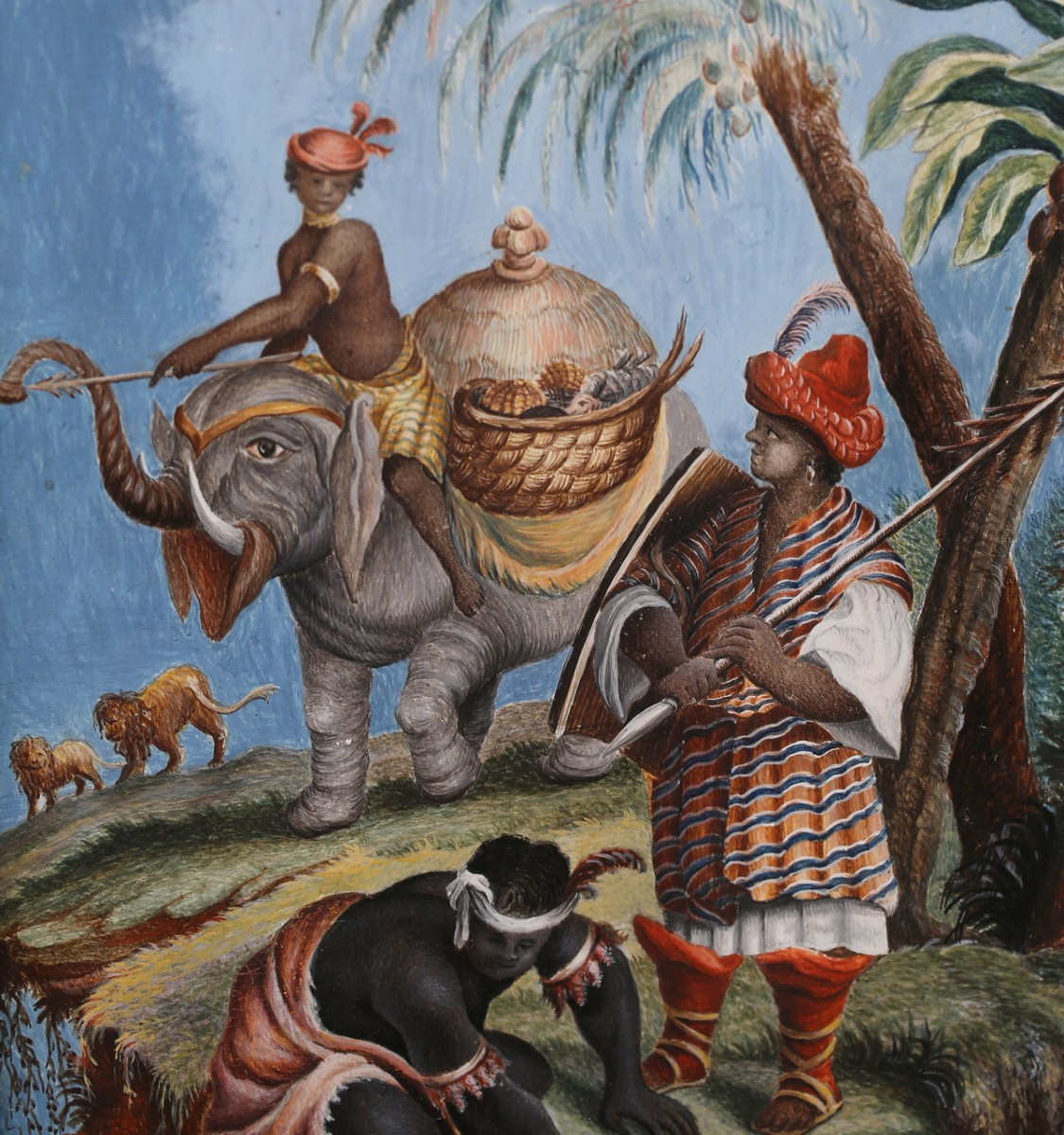 Ecole Française du XVIIIème, l'Afrique, gouache sur velin.-photo-3