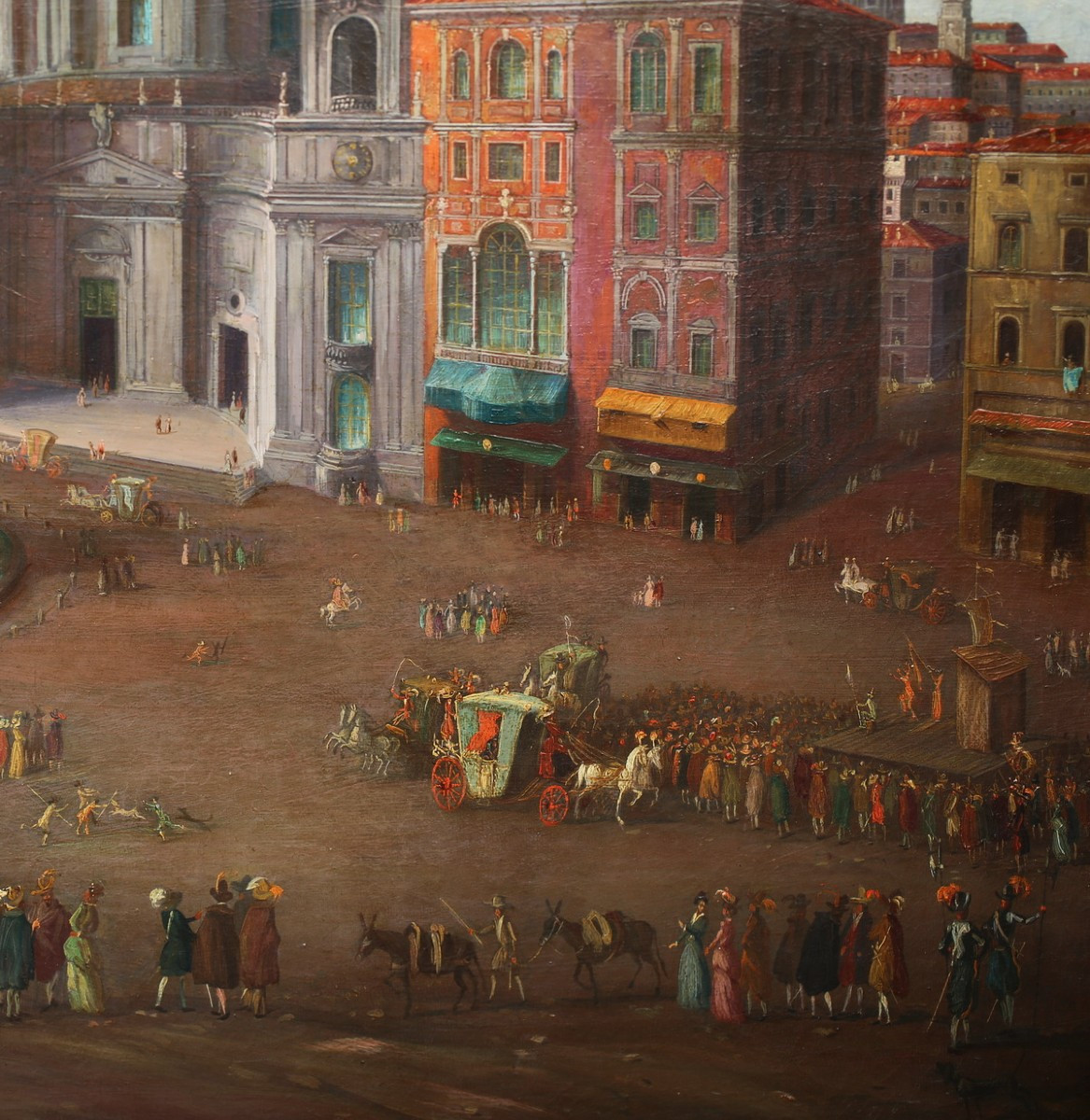 Ecole Italienne fin XVIIIème début XIXème, plazza Navonne à Rome, huile sur toile.-photo-1