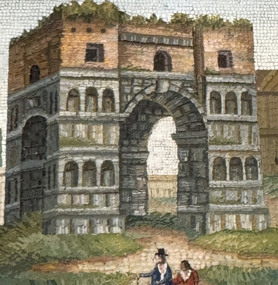 ROME vers 1815 Boite en porphyre et  micromosaique de l'arche de Janus.-photo-4