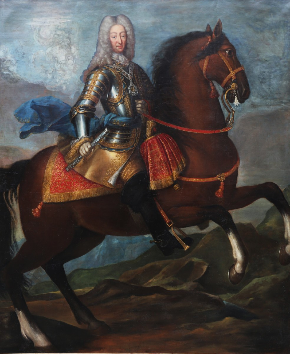 Giovanni Battista Curlando 1648-1710, Equestrian Portrait Of Vittorio Amedeo II 1666-1732.
