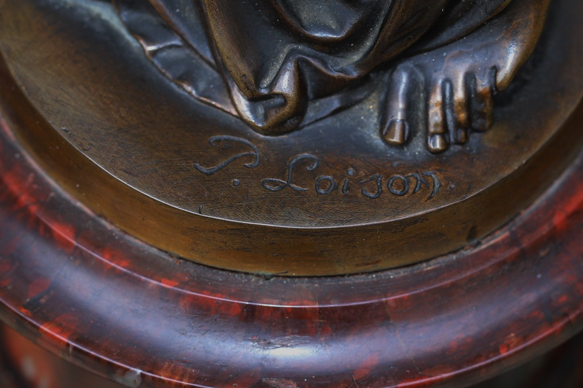 Pierre LOISON 1816-1886 Paire de figures de femmes portant une amphore, montés lampe.-photo-2