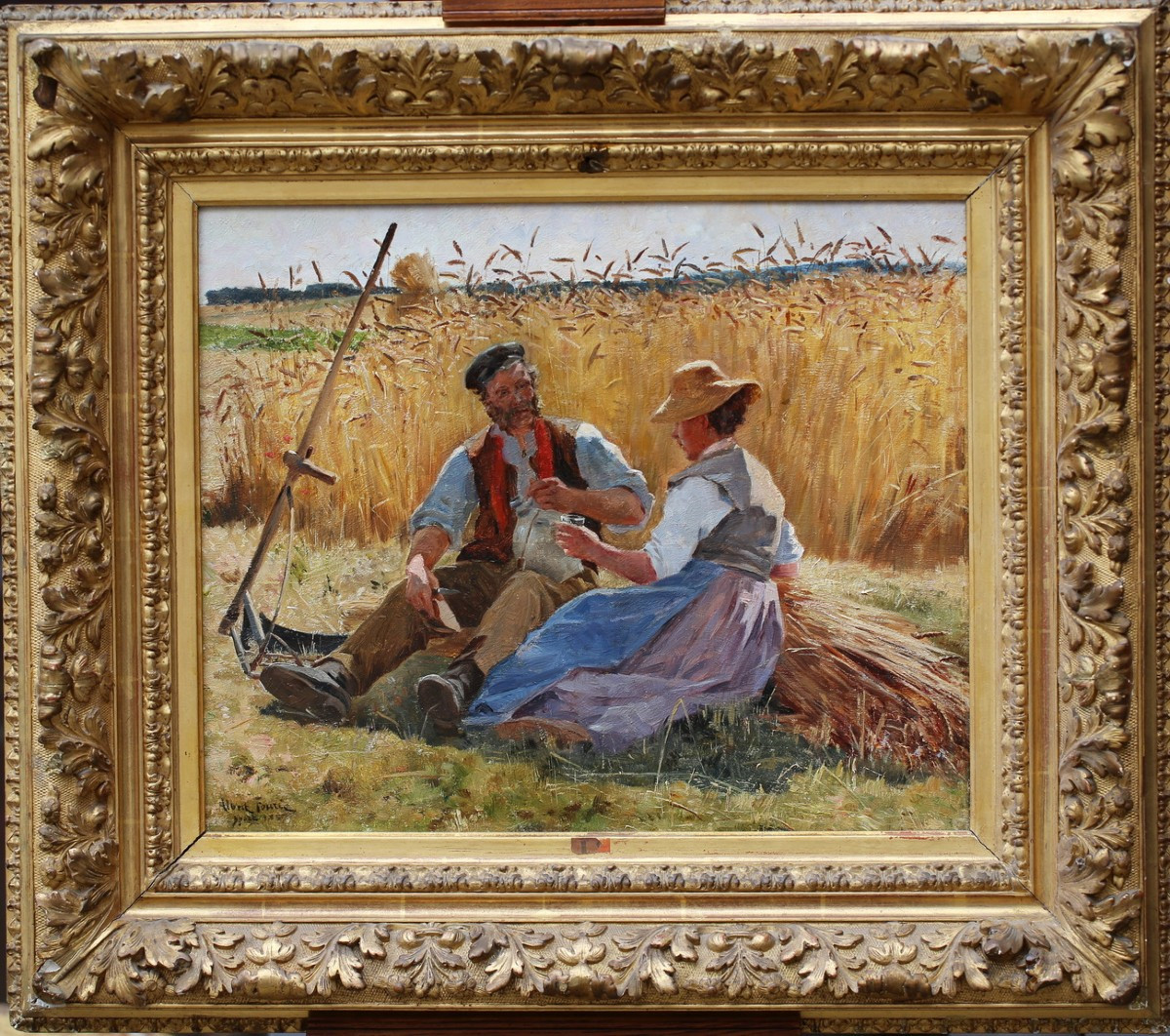 Albert auguste FOURIE 1854-1937, la moisson peint à Yport  en 1887.