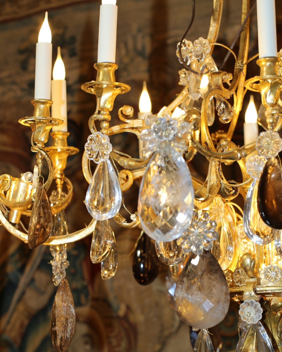 Maison BAGUES début XX ème Important lustre de style Louis XV à dix bras de lumières .-photo-4
