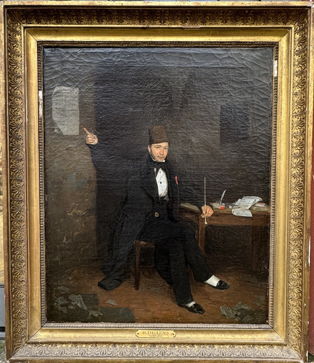 Hendrik Joseph Dillens 1812-1872 Portrait Of A Magistrate Of The Royal Court Of Douais In 1833.