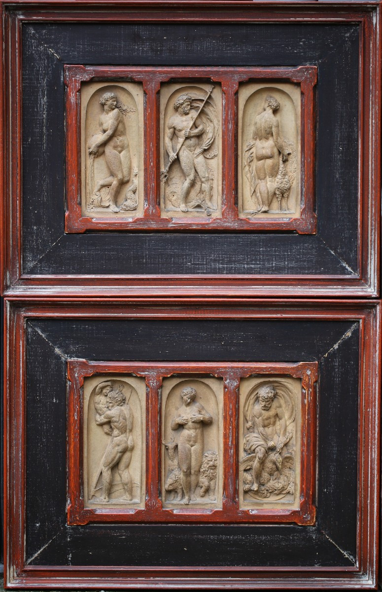 Rosso FIORENTINO 1494-1540 d'après, Thétis, Néptune Junon,Saturne, Ops et jupiter, terre cuite.