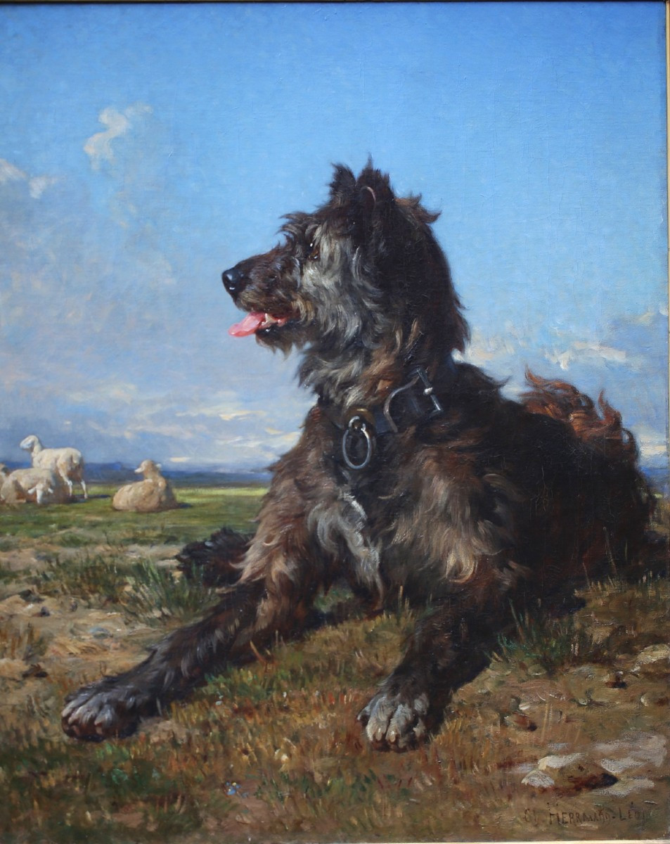 Charles Hermann-léon 1838-1908, The Guardian Of The Flock.-photo-2