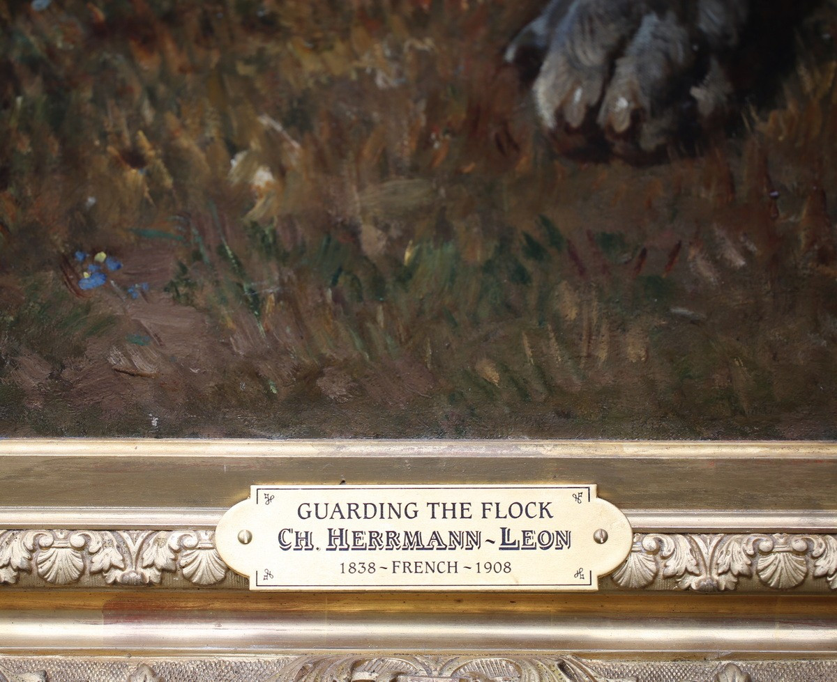 Charles Hermann-léon 1838-1908, The Guardian Of The Flock.-photo-2