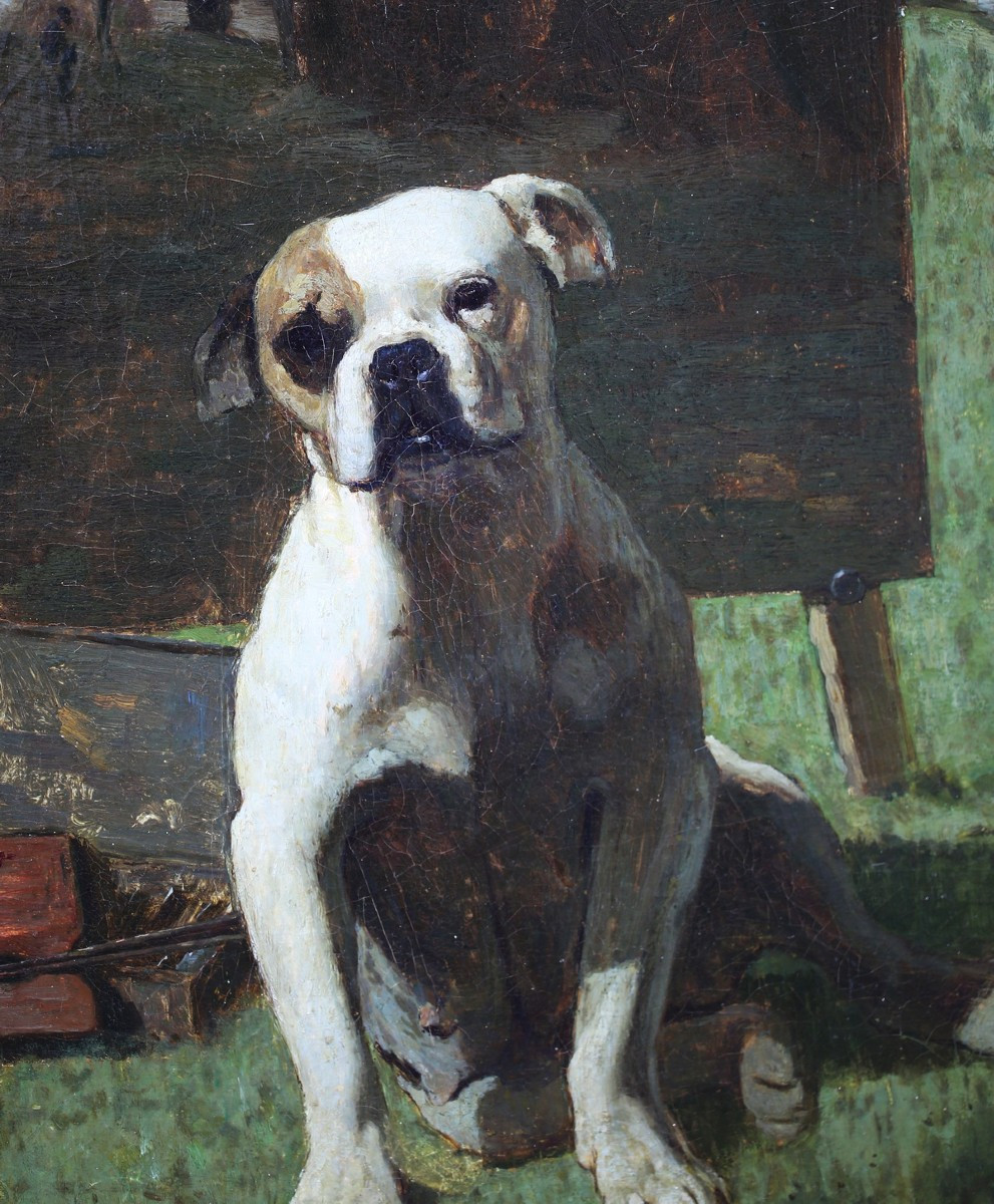 Joshua Anderson Hague 1850-1916, The Artist Dog, Oil On Canvas.-photo-3