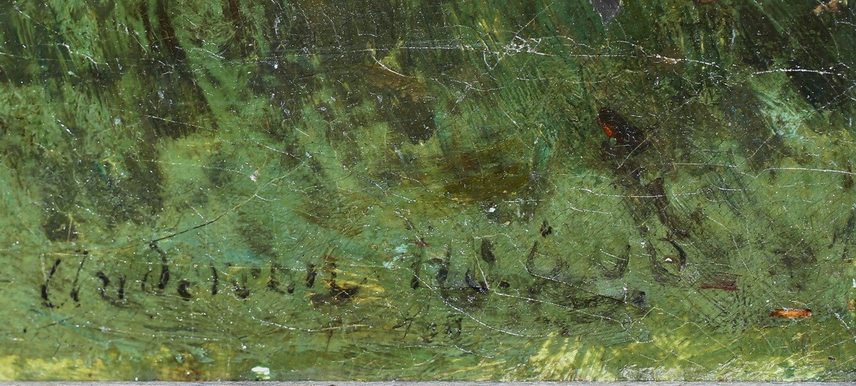 Joshua Anderson Hague 1850-1916, The Artist Dog, Oil On Canvas.-photo-4