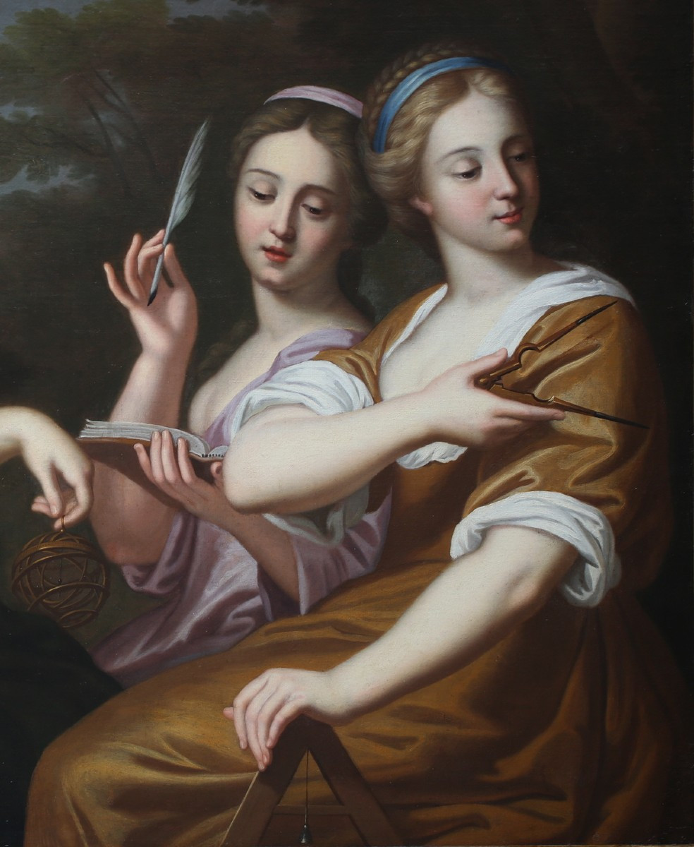 Pierre Mignard suiveur de,  Allégorie des arts libéraux Astronomie Géométrie Musique, épo XVIII-photo-4