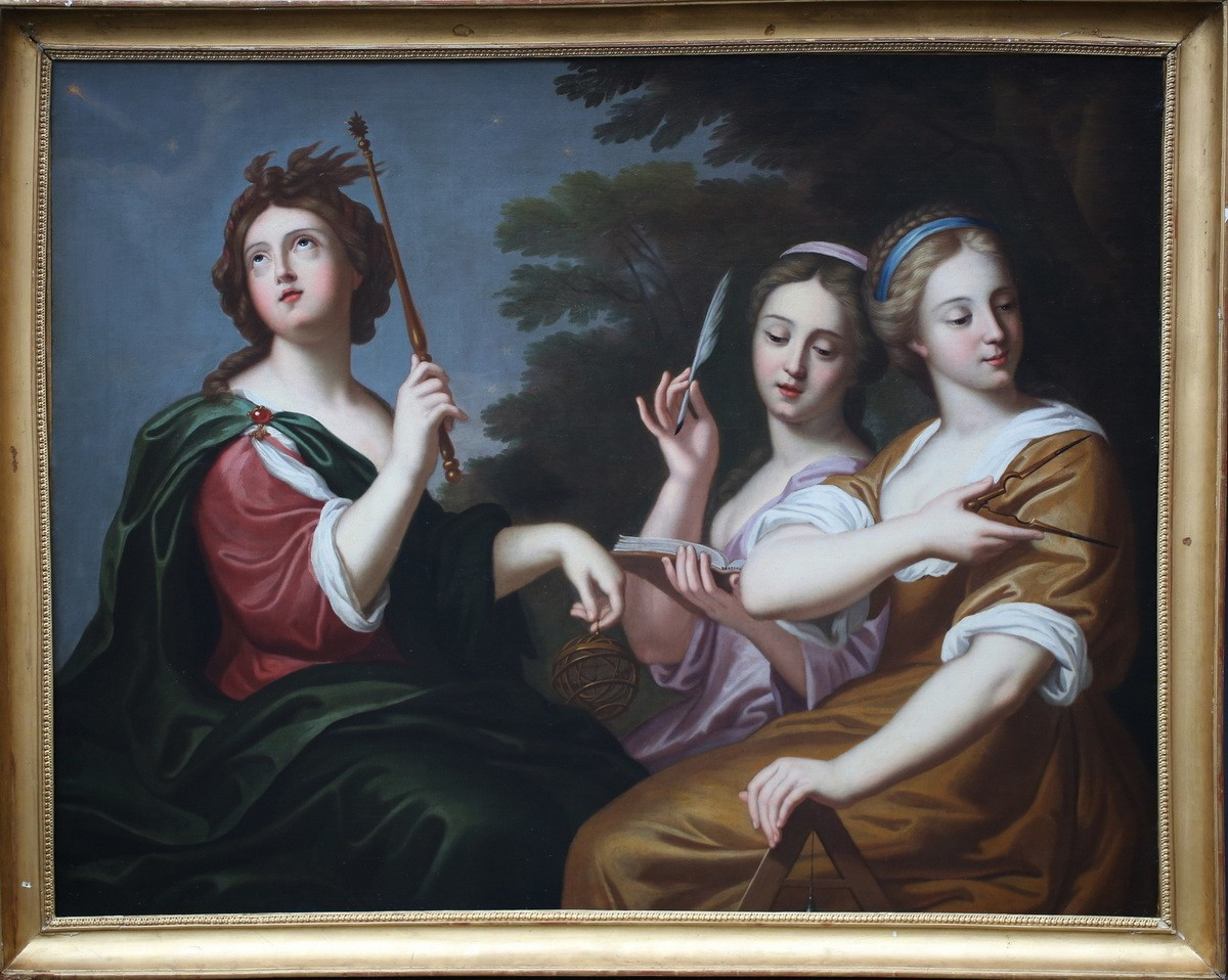 Pierre Mignard suiveur de,  Allégorie des arts libéraux Astronomie Géométrie Musique, épo XVIII