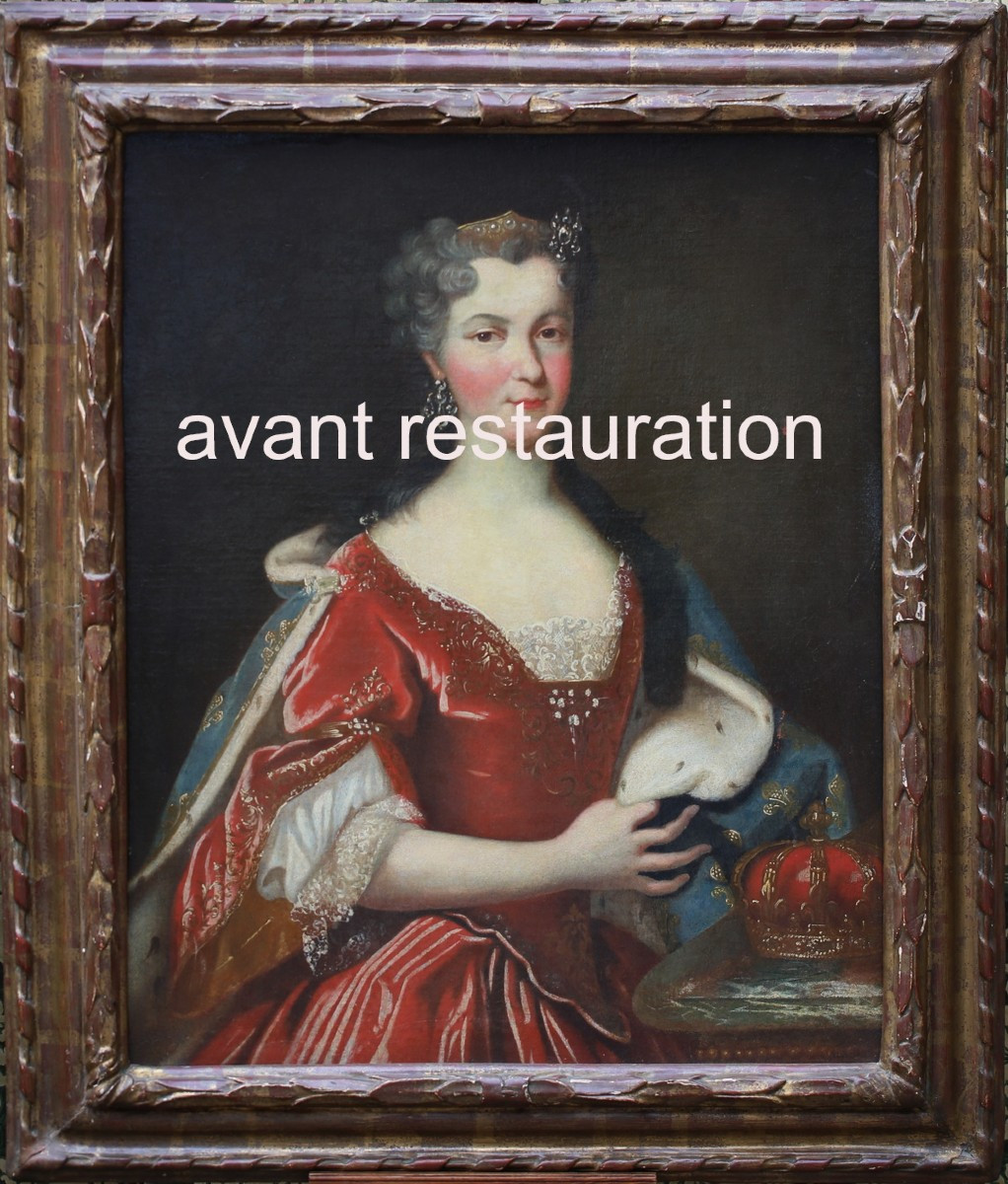 Ecole Française du XVIIIème, portrait de Marie Lezynska .-photo-2