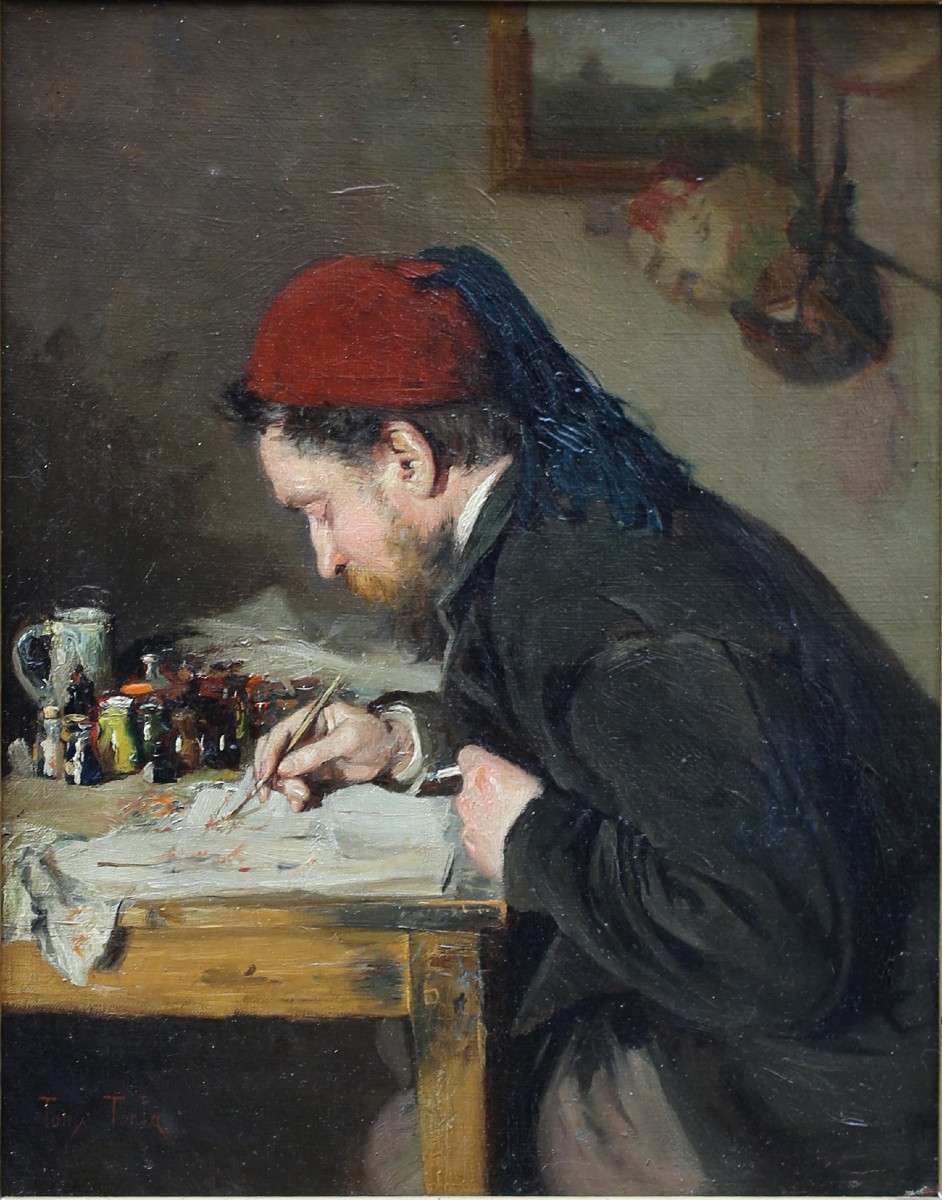Tony TORTA XIX-XX, le peintre au travail, huile sur toile.-photo-2
