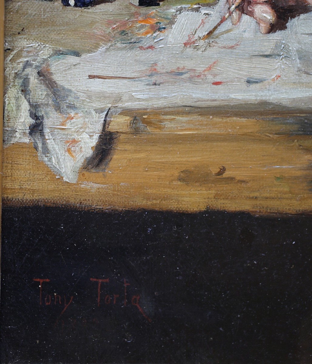 Tony TORTA XIX-XX, le peintre au travail, huile sur toile.-photo-3