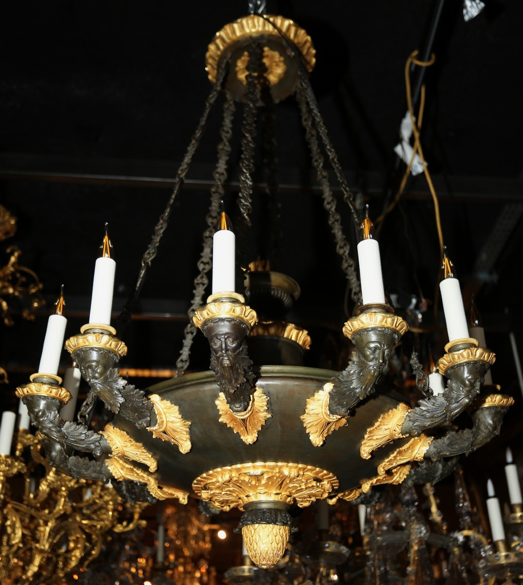 Empire Period Chandelier With 12 Lights In Gilt And Patinated Bronze.-photo-2