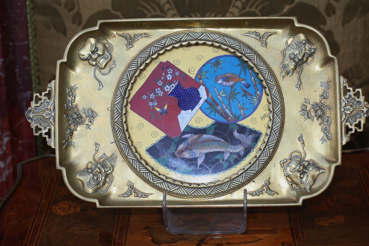 The Crystal Staircase Attributed To, Japanese-style Bronze And Enamel Trinket Tray.-photo-2