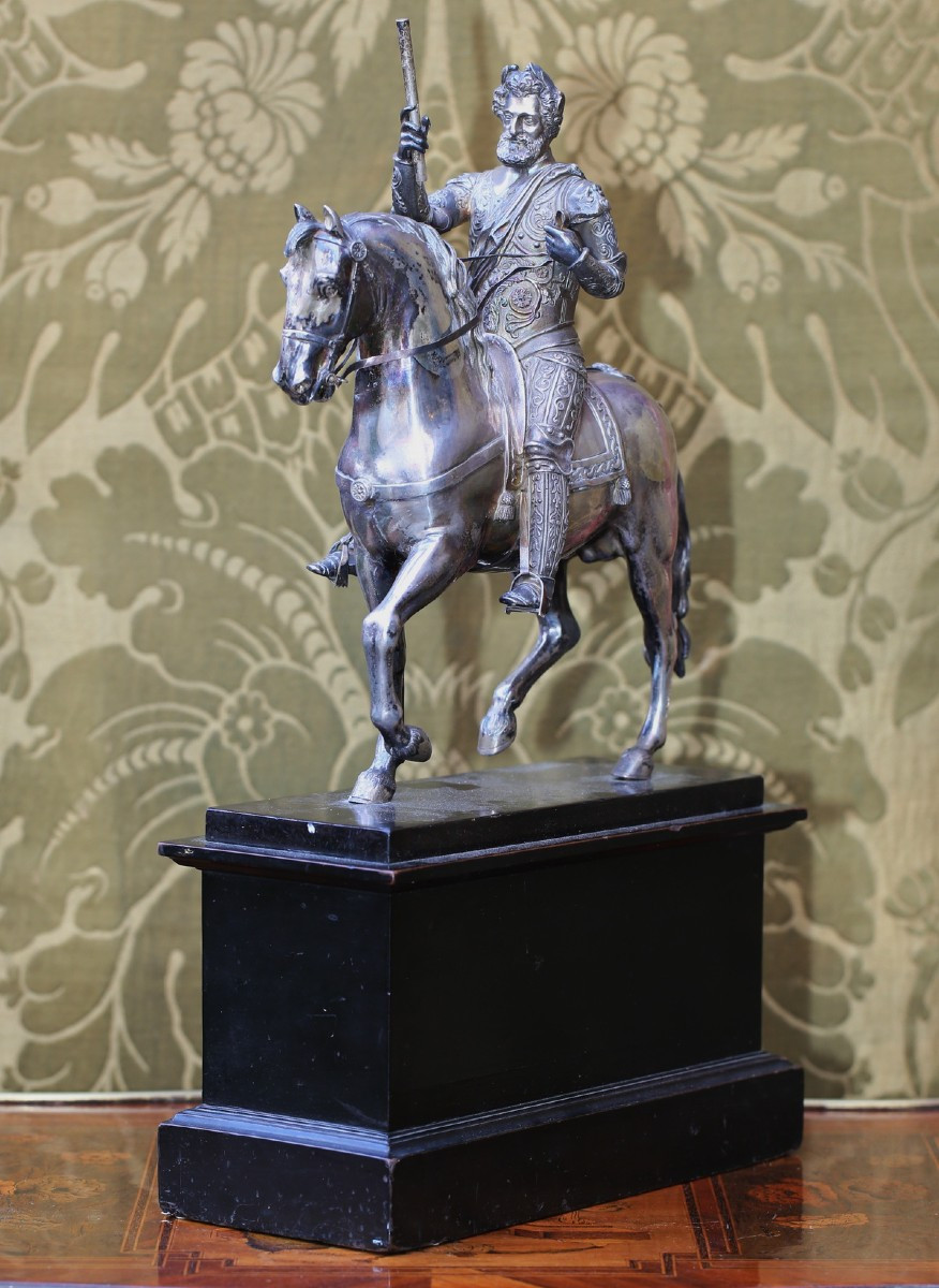 François Fredéric LEMOT 1771-1827, Henri IV à cheval, épreuve en argent.-photo-2
