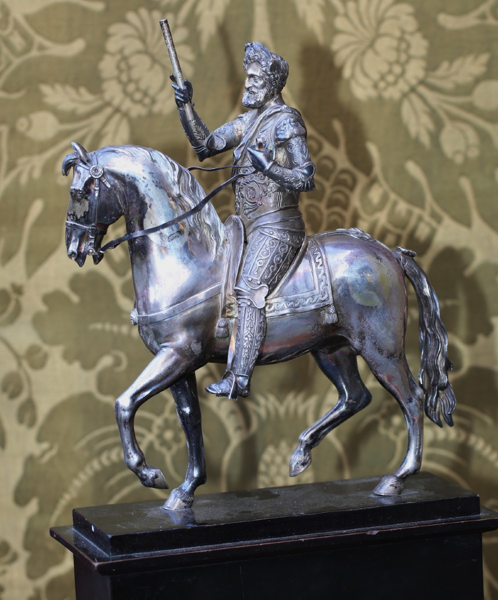 François Fredéric LEMOT 1771-1827, Henri IV à cheval, épreuve en argent.-photo-3