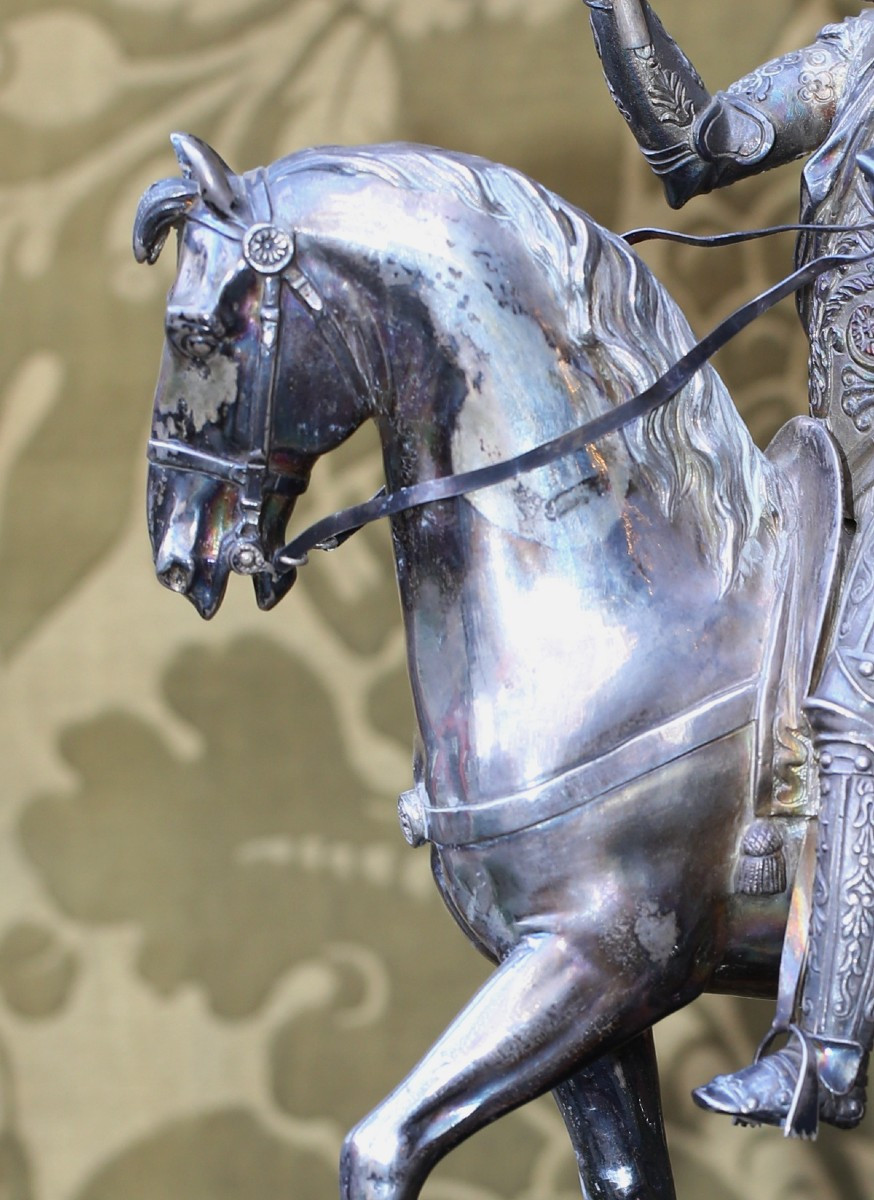 François Fredéric LEMOT 1771-1827, Henri IV à cheval, épreuve en argent.-photo-3