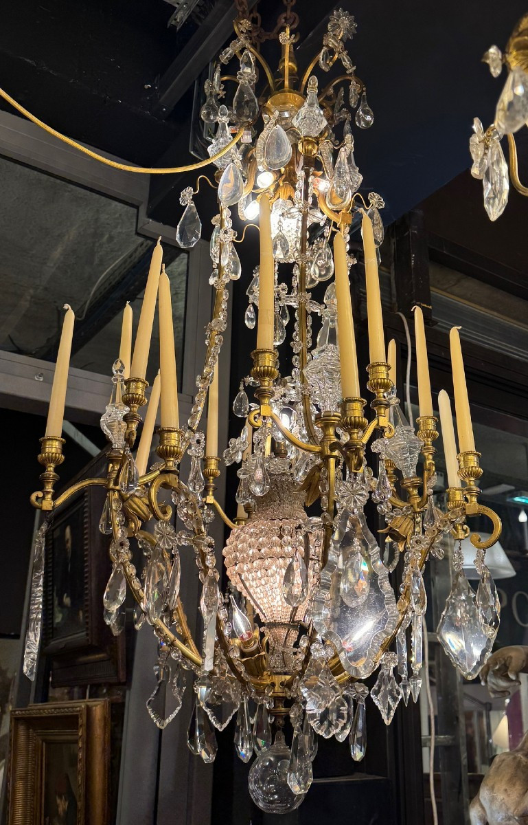 Lustre de style Louis XV attribué à la maison Bagues 16 bougies-photo-3