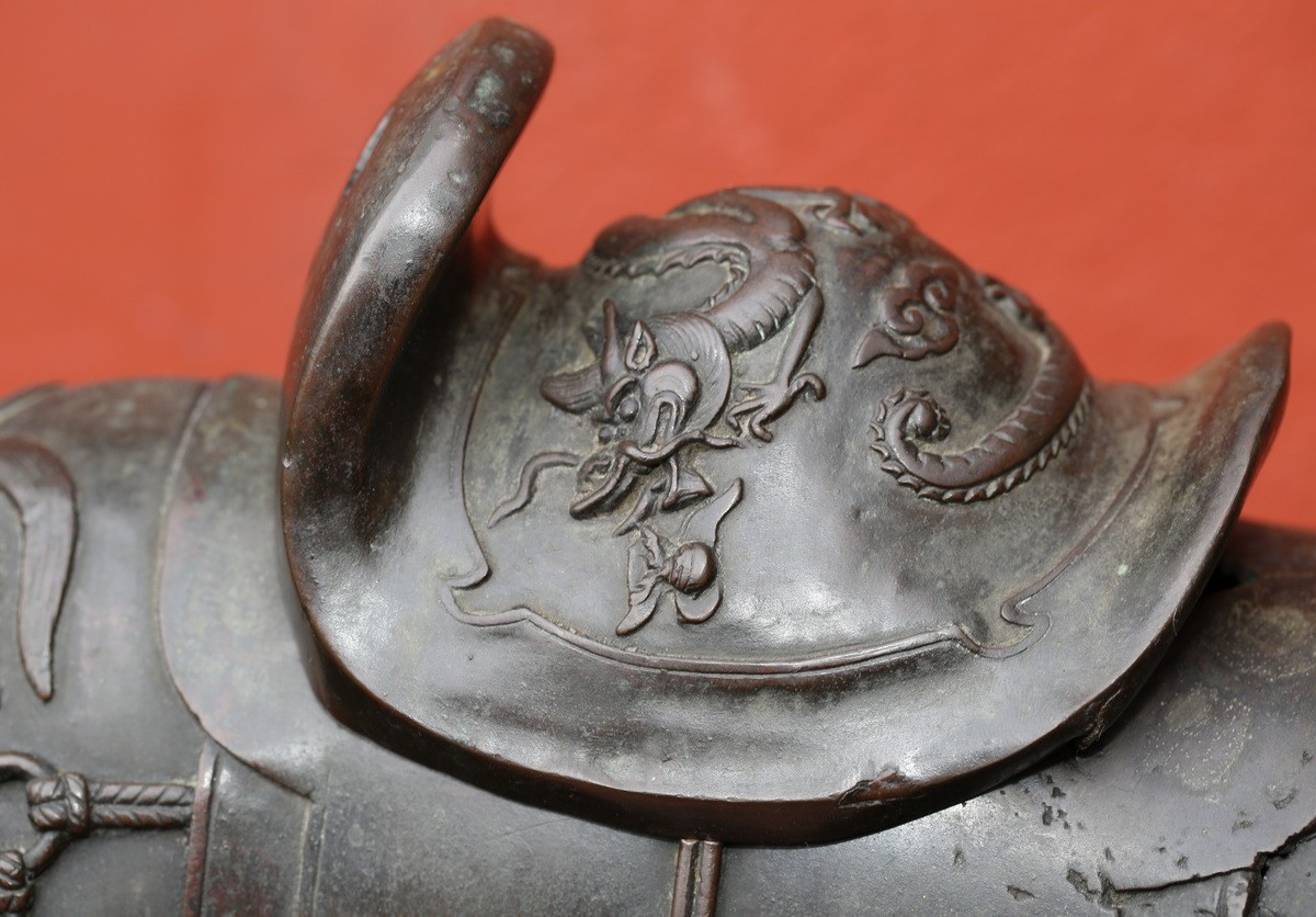 China 19th Century Patinated Bronze Perfume Burner Mule.-photo-4