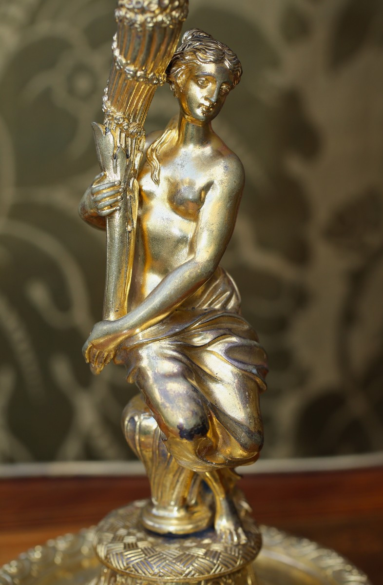 Pair Of Large Regency Style Candlesticks, After The Model By Corneille Van Clève 1645-1732-photo-4