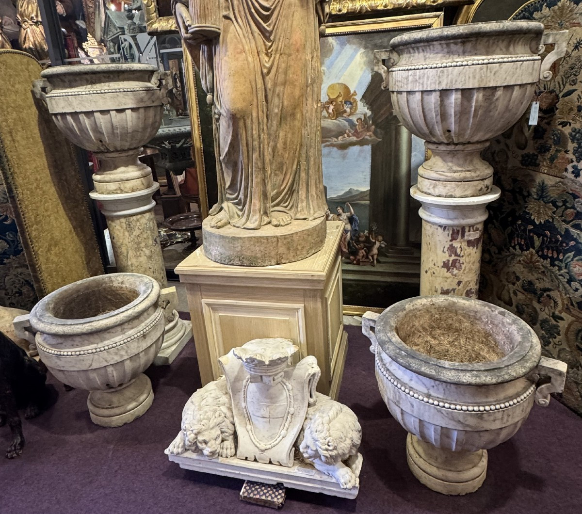 Set Of 4 Louis XVI Style Marble Vases, 19th Century-photo-2