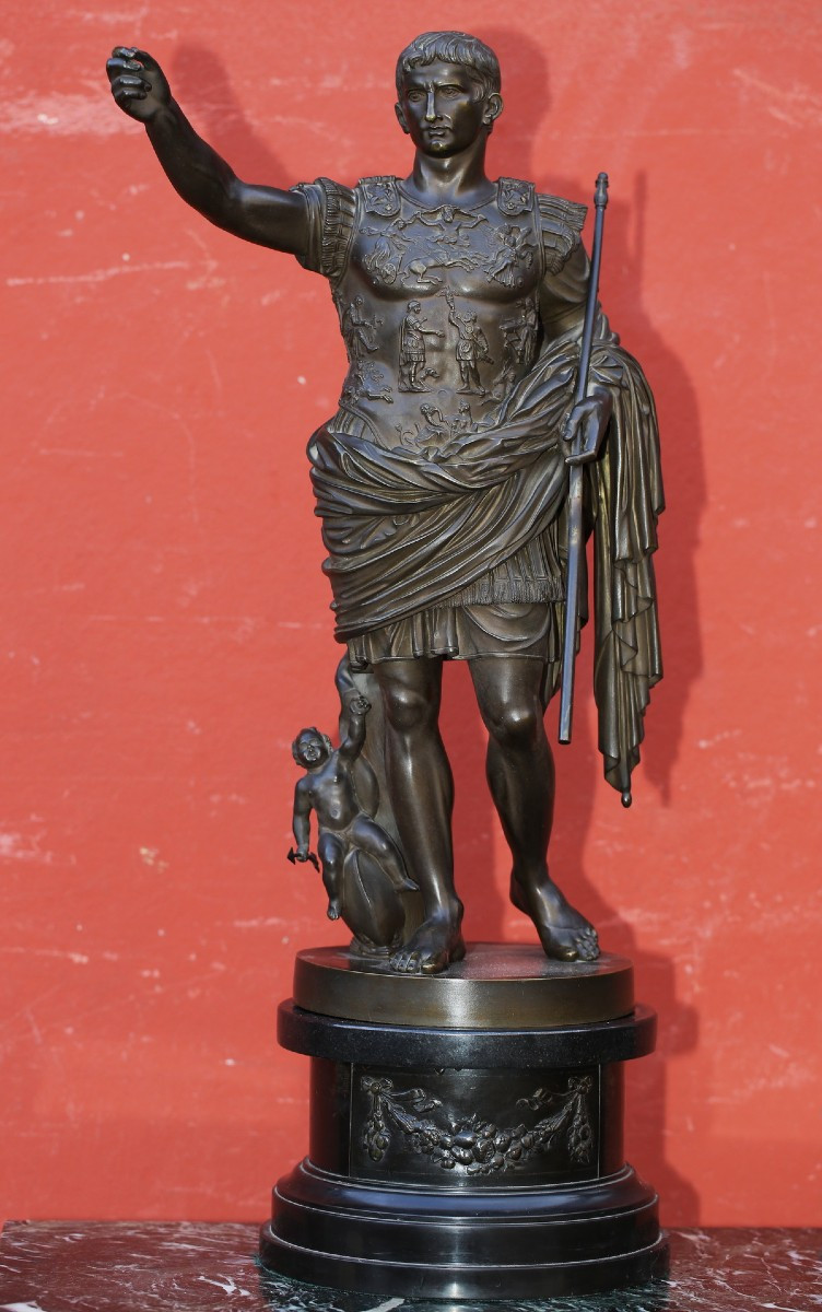 Ecole italienne de la fin du XIXème, l'empereur Auguste d'après l'Auguste de la prima Porta.