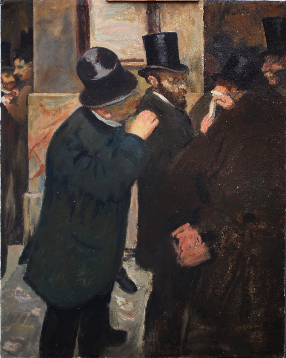 Edgar Degas d'après,  A la bourse, Huile sur toile  vers 1952-photo-2