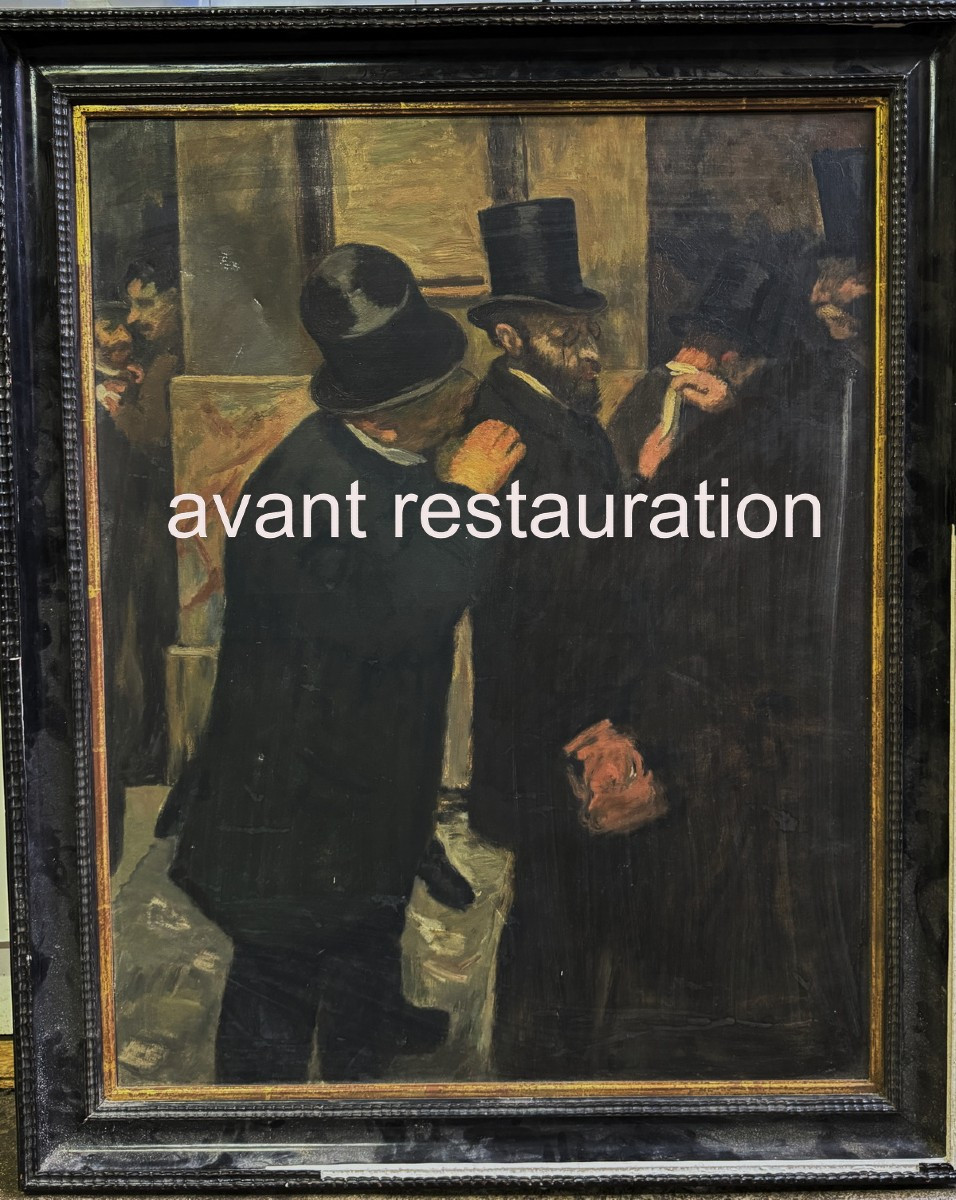Edgar Degas d'après,  A la bourse, Huile sur toile  vers 1952-photo-2