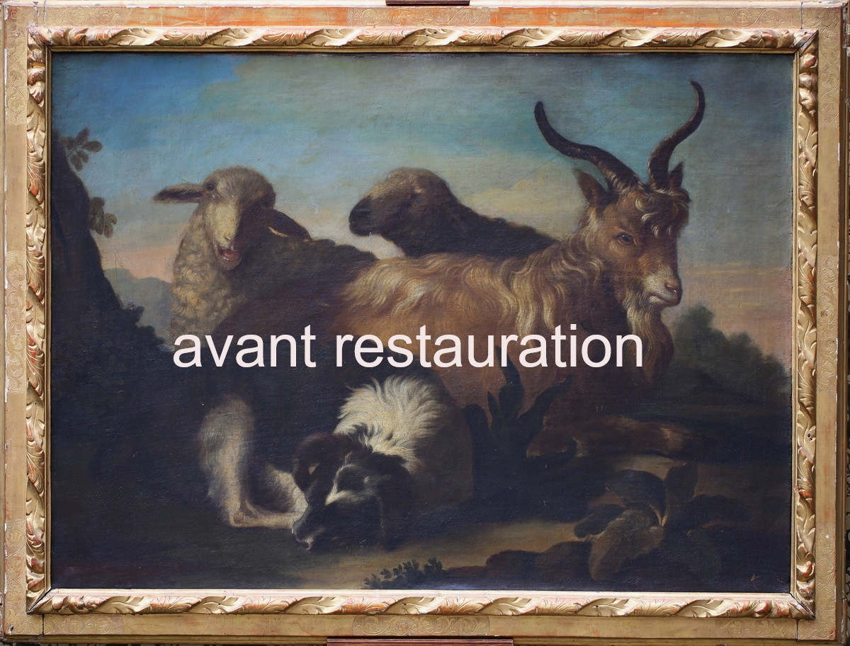 Francesco Londonio 1723-1783 Attributed To, Goat, Sheep And Dog.-photo-2