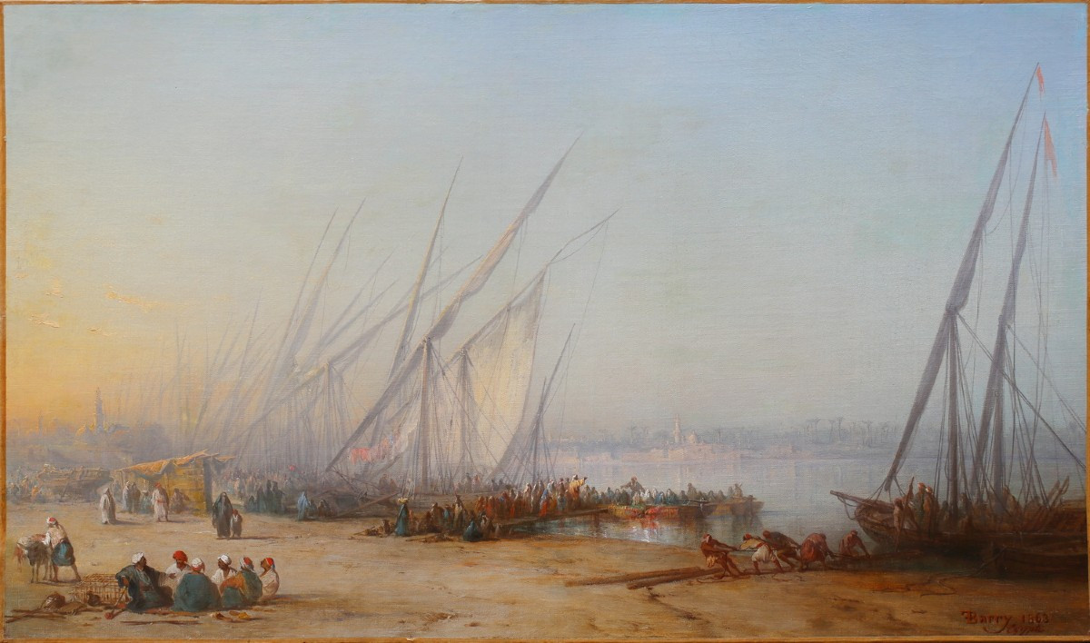 François Louis Barry 1813-1905, Landing On The Nile In Egypt In 1863-photo-2