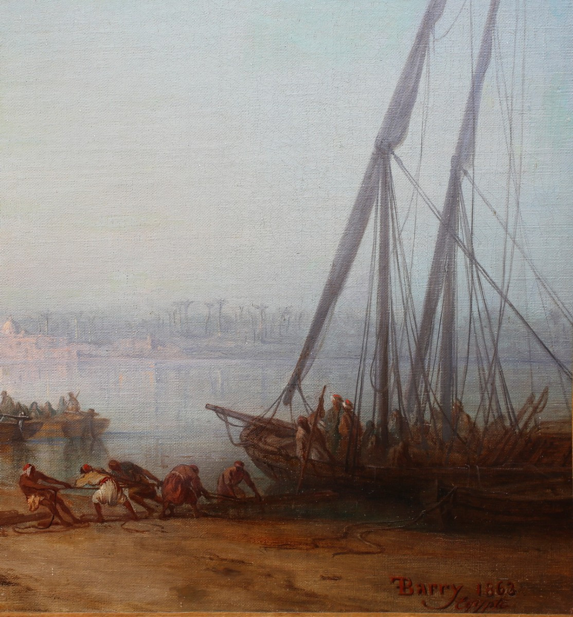 François Louis Barry 1813-1905, Landing On The Nile In Egypt In 1863-photo-3