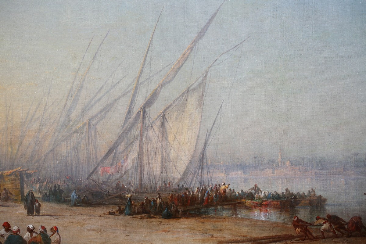 François Louis Barry 1813-1905, Landing On The Nile In Egypt In 1863-photo-4