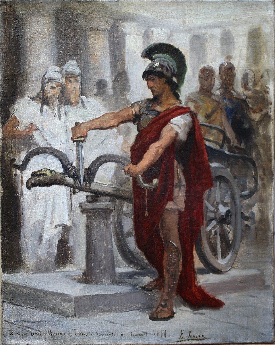 Edouard Debat-ponsant 1847-1913, Study Alexander Breaking The Gordian Knot, 1877-photo-2