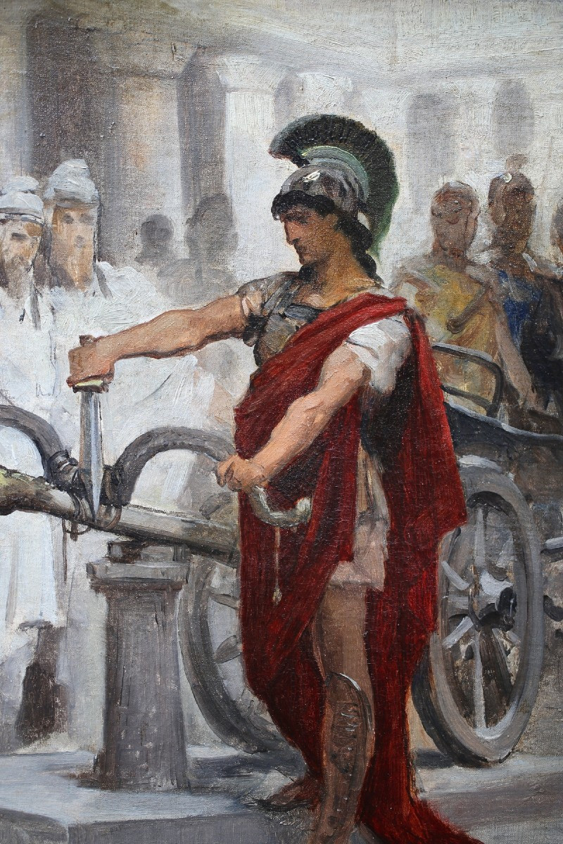 Edouard Debat-ponsant 1847-1913, Study Alexander Breaking The Gordian Knot, 1877-photo-4