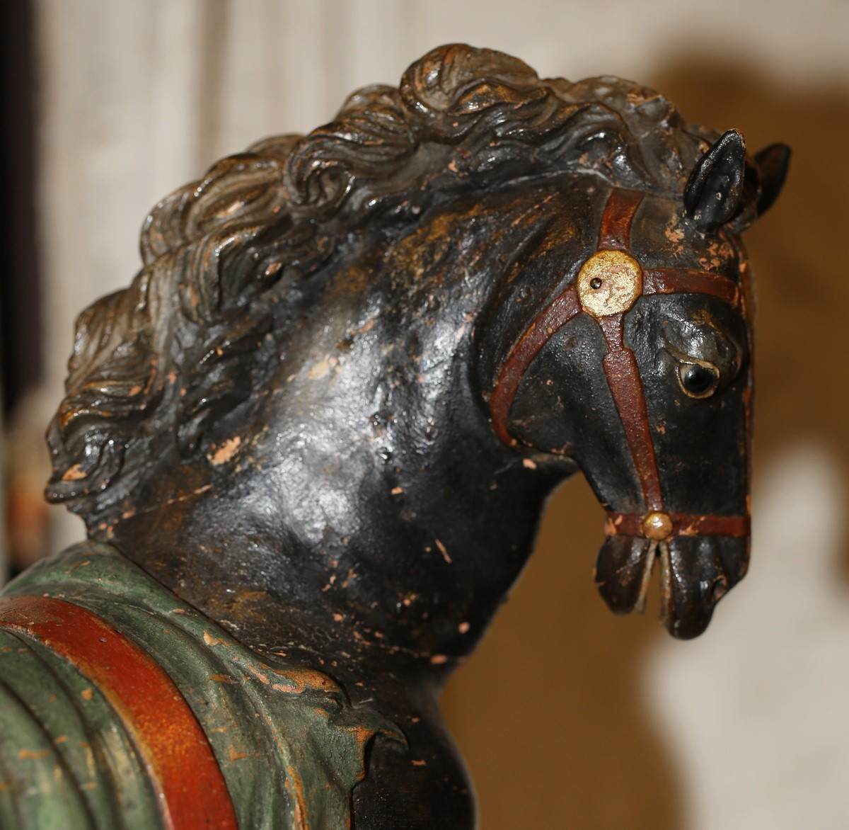 Northern Italy, 18th Century, Brown Bay Horse In Carved And Lacquered Wood.-photo-4