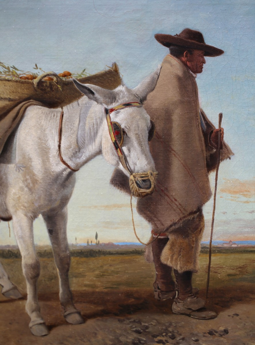 Richard Ansdell 1815-1885, Peasant And His Donkey.-photo-3