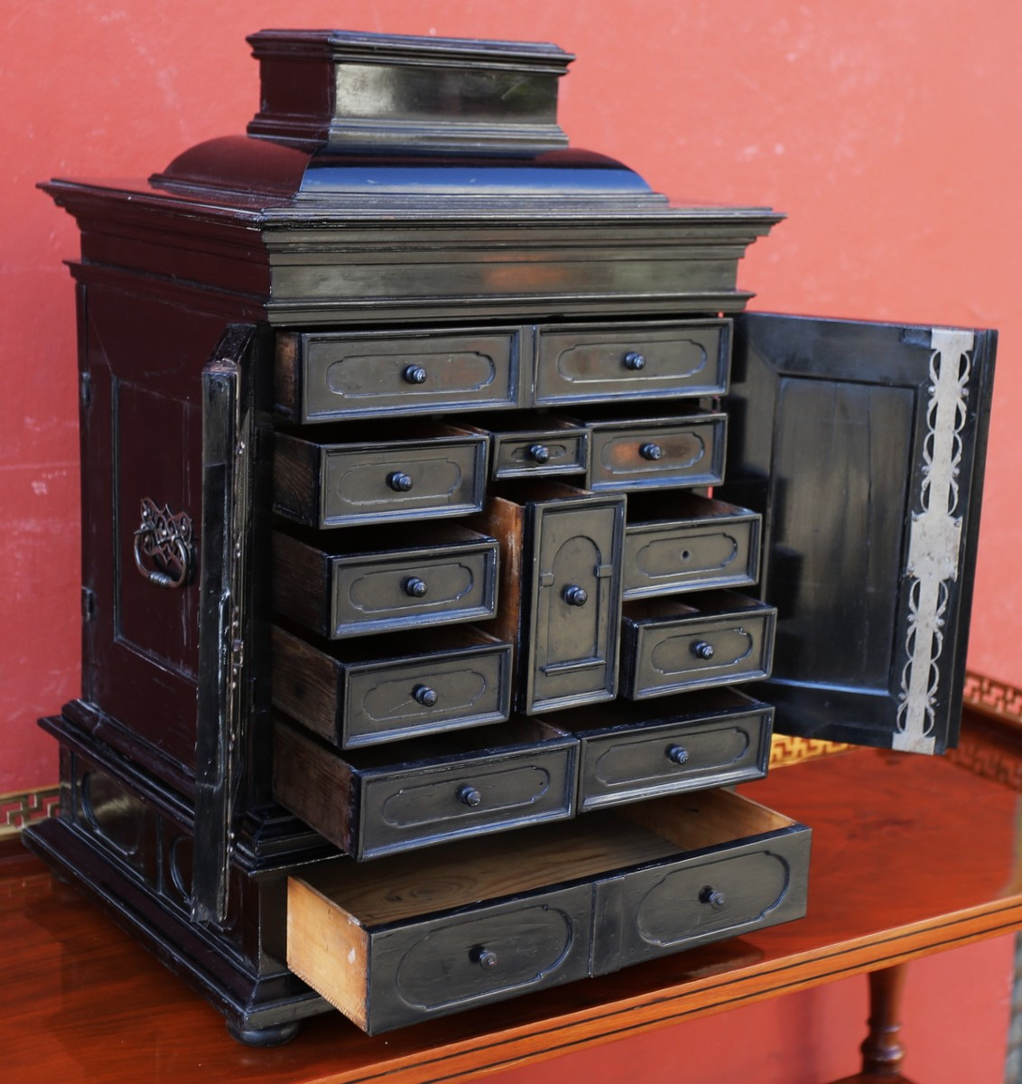 Small Double-sided Cabinet In Ebony Veneer, Flanders, 17th Century-photo-4