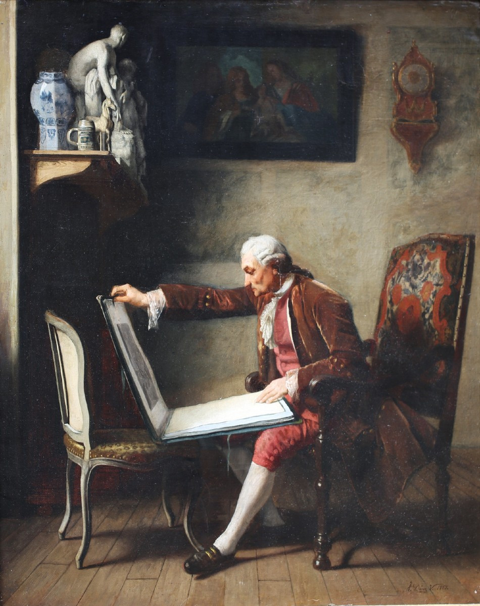 José Diaz Valera 1827-1903, The Collector, Oil On Canvas Dated 1863 -photo-2