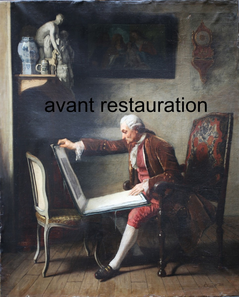 José Diaz Valera 1827-1903, The Collector, Oil On Canvas Dated 1863 -photo-3