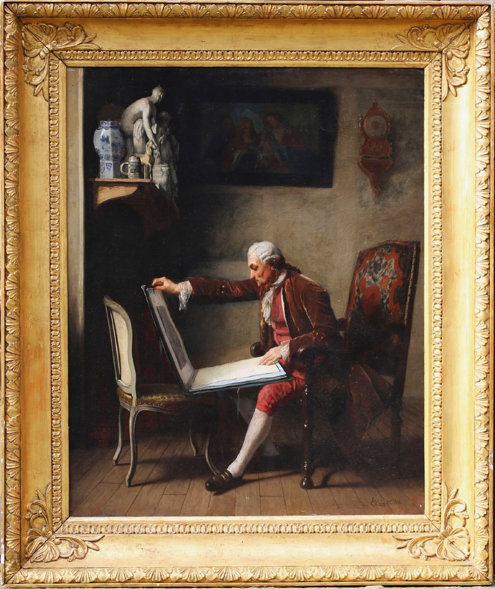 José Diaz Valera 1827-1903, The Collector, Oil On Canvas Dated 1863 